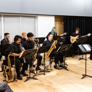 Z Big Band performs at the opening of the Laurie Wagman recording studios.
