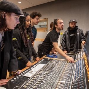 Students and faculty mix music live in the Laurie Wagman Recording Studios