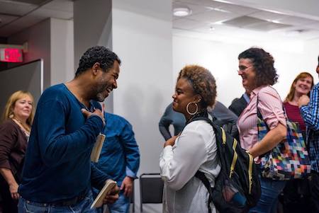 Gregory Pardlo talks with students from the Creative Writing program during the Visiting Writers Series.