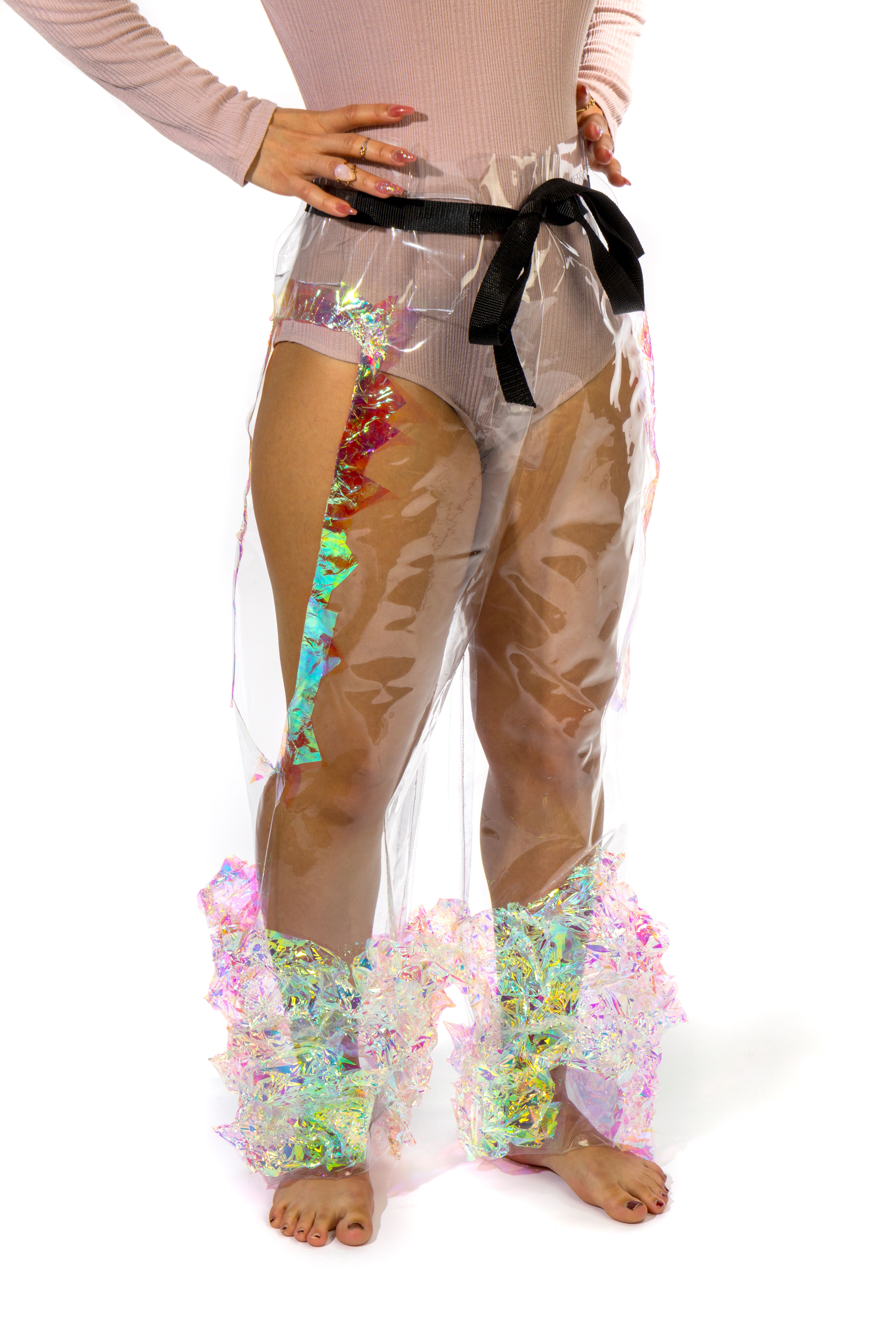 A pair of pants made up of cellophane by Ellie Mullen  