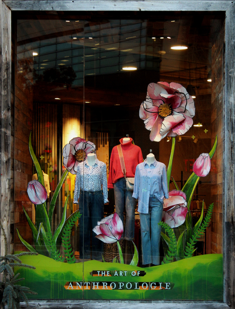 A window display for Anthropologie in spring 2020
