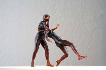 A sculpture "Fight" by Laura Frazure