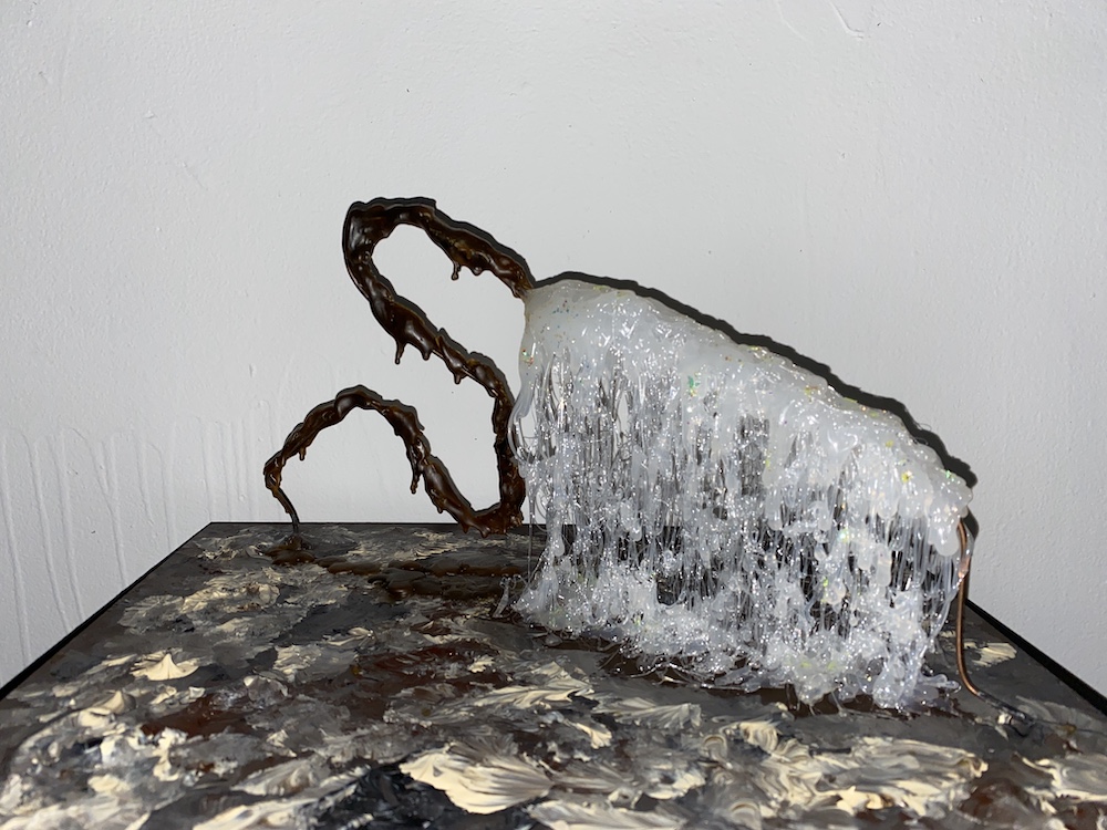 A sculpture by Anjaneya that resembles ice and branches