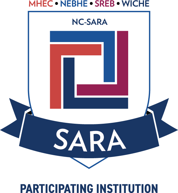 A logo with the text MHEC, NEBHE, SREB, WICHE NC-SARA Approved/participating Institution
