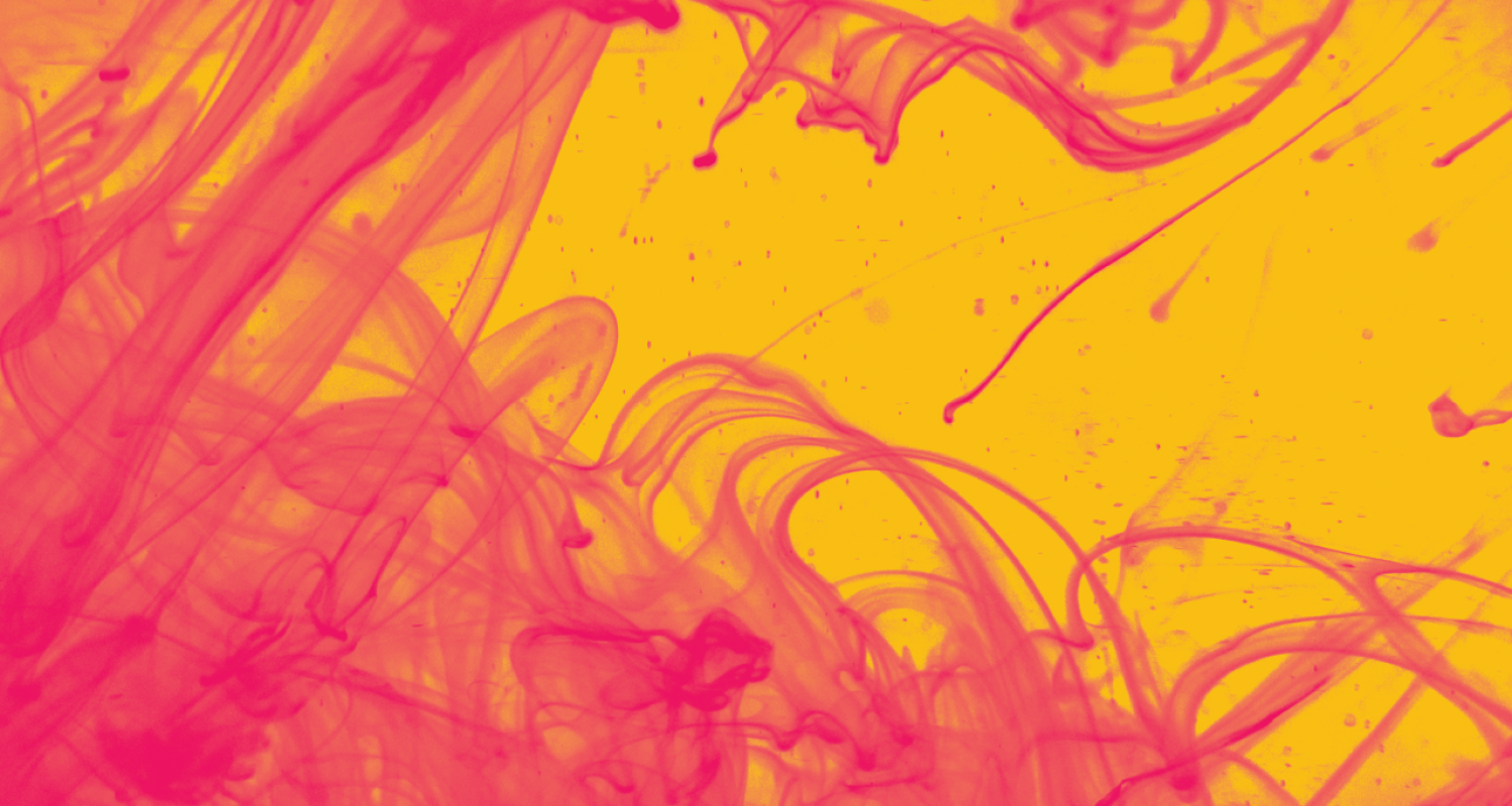 Yellow background with abstract pink swirled in the foreground