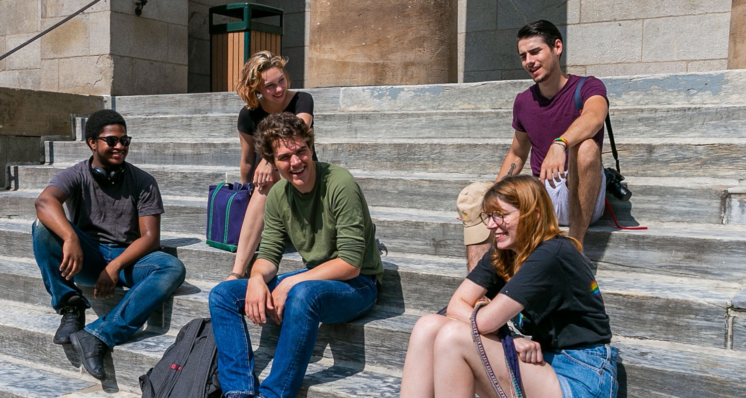 UArts students gather on Hamilton Hall steps