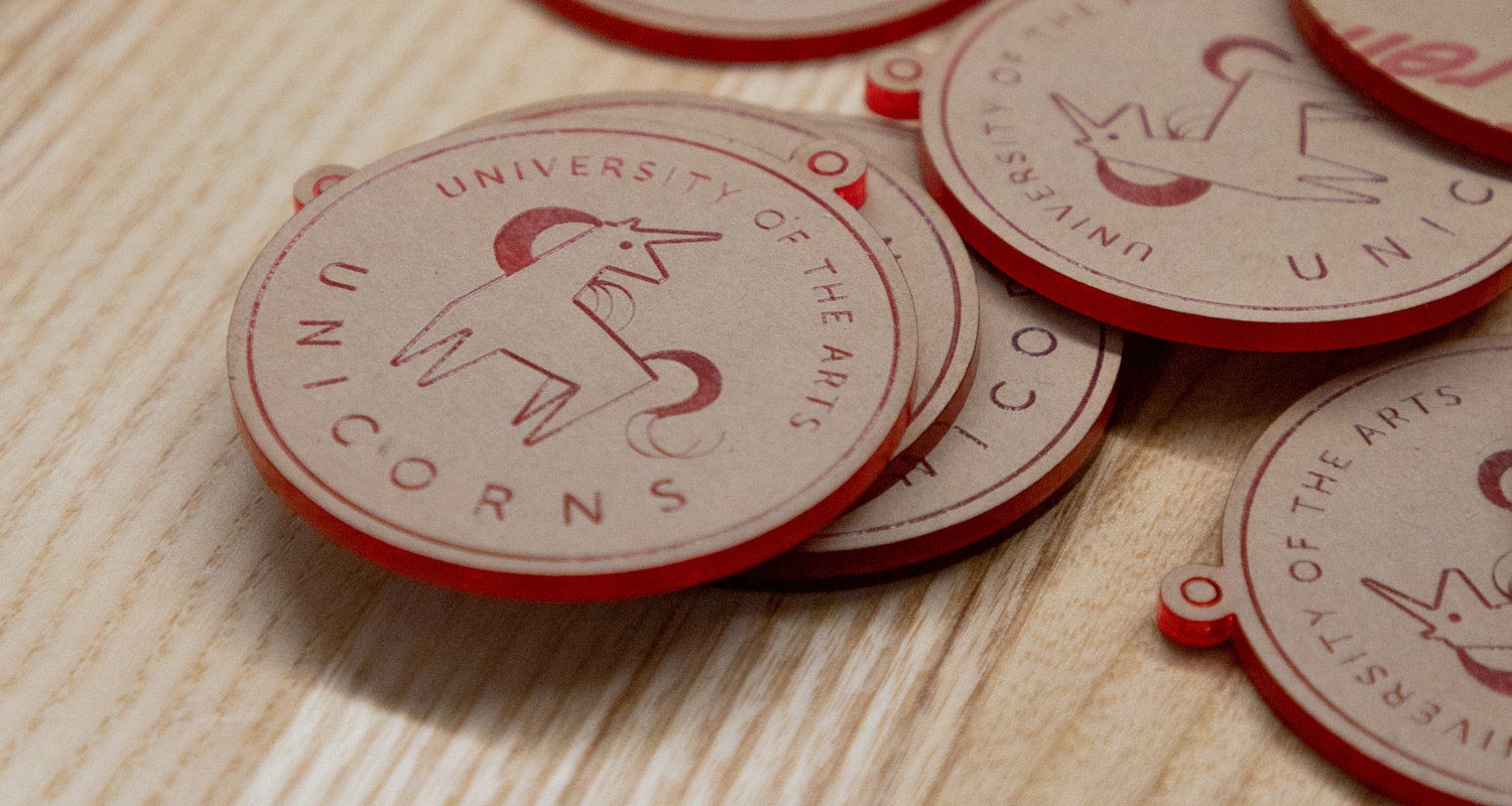UArts Unicorns coins made in the Makerspace