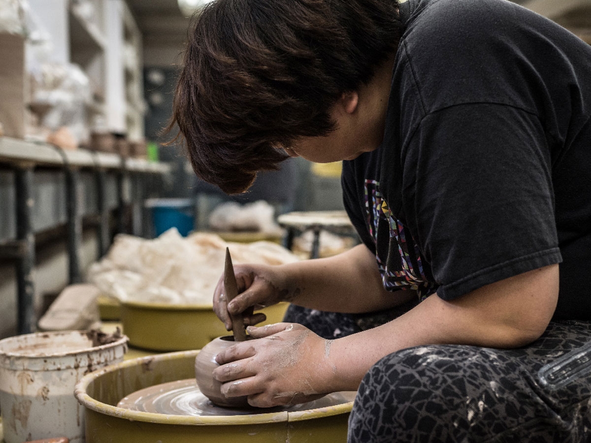 UArts Student in Ceramics Studio