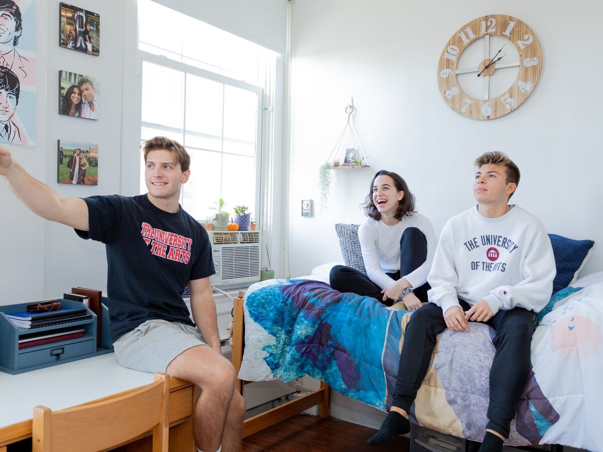 Students in Spruce Residence Hall 