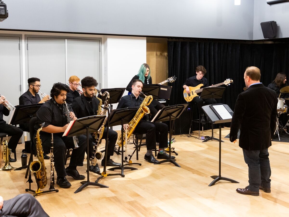 Z Big Band performs at the opening of the Laurie Wagman recording studios.