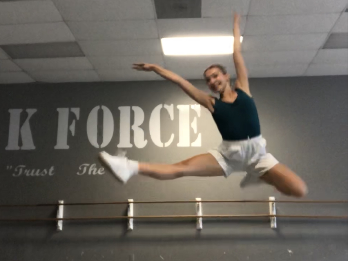 Photo of Sara mid-jump