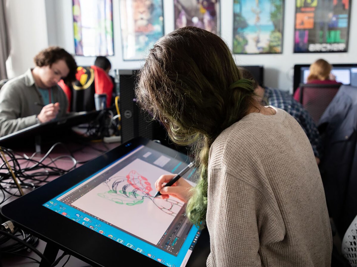 A student works on an animation