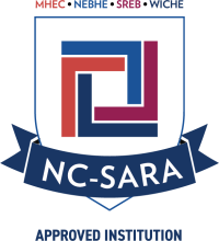 A logo with the text MHEC, NEBHE, SREB, WICHE NC-SARA Approved Institution