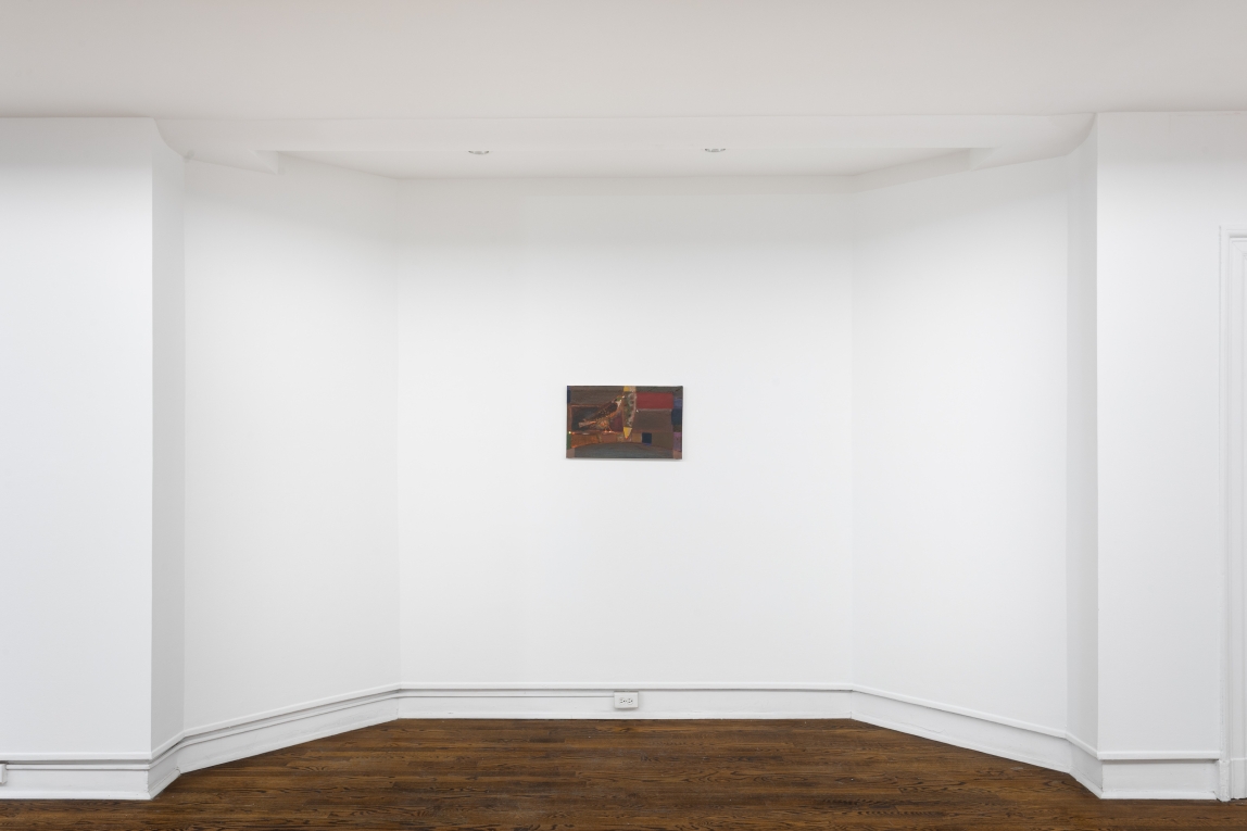 installation view of a single painting in an alcove