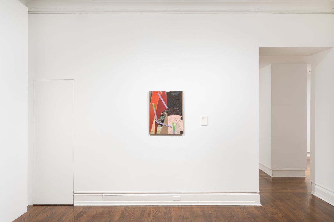 Installation view of mixed media painting on wall