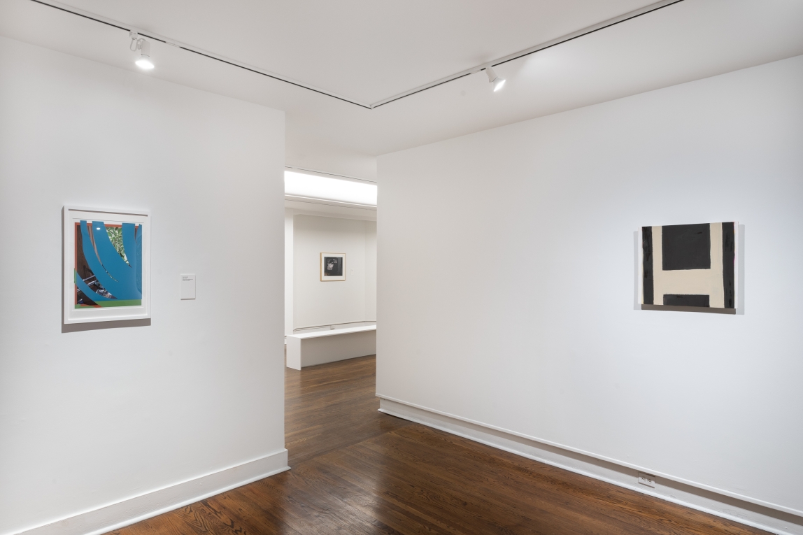 Installation view of two works in Gallery E with work in Gallery F in the background