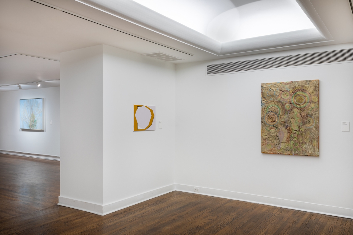 Installation view of three paintings in Galleries E and F