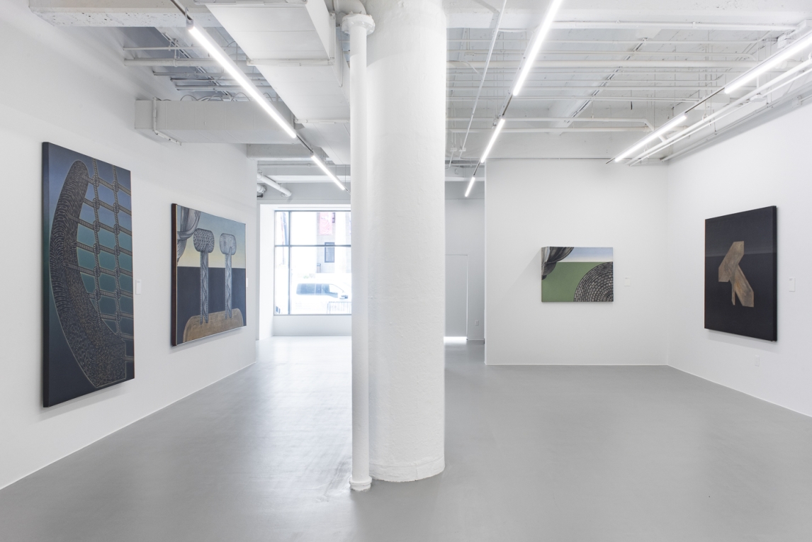 Installation Image of gallery space with large paintings on all the walls