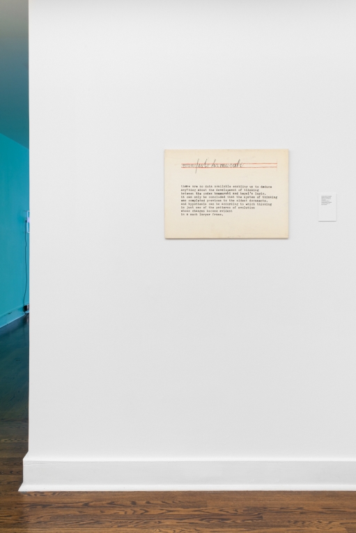 Installation view of artwork composed of words and text