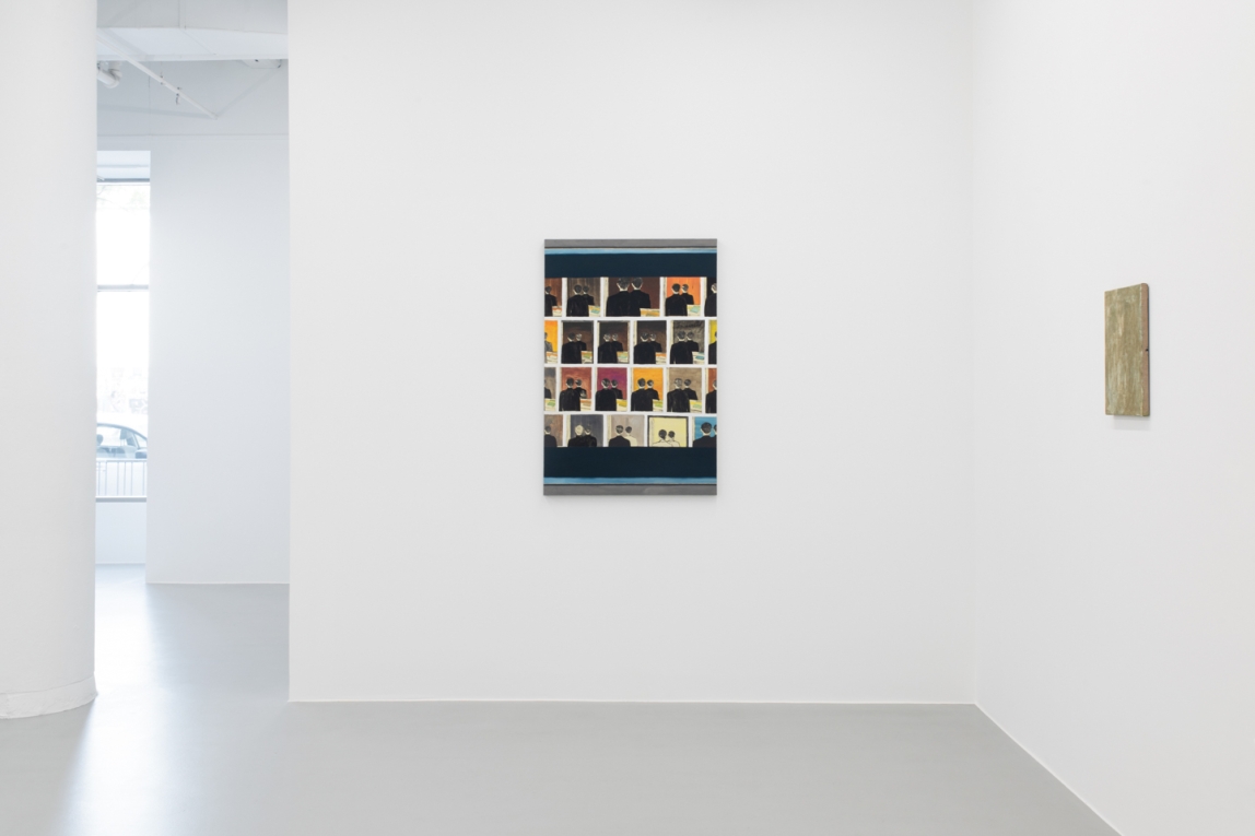 Installation view of two paintings on adjoining walls
