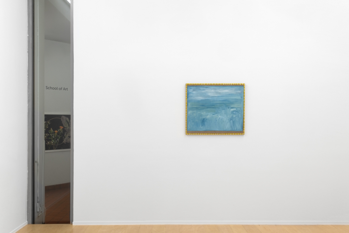 Installation view of blue painting