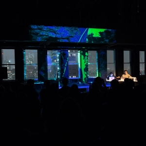 Students perform with visuals during the Out of the Box concert.