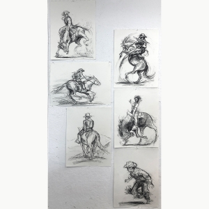 Beatrice Woodward '23, Gesture Drawing of horses
