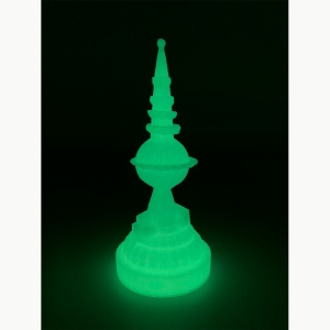 Zoli Humphrey '23, glow-in-the-dark conical Chess Piece made in the Makerspace