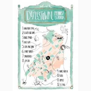 Julia Buckley '23, Mapping. An illustrated map of Doylestown, PA.
