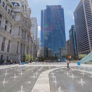 View of the fountains at Dilworth Park