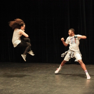 Theater students practice stage combat