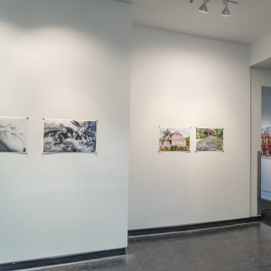 interior of arronson gallery with smaller photographic works on display